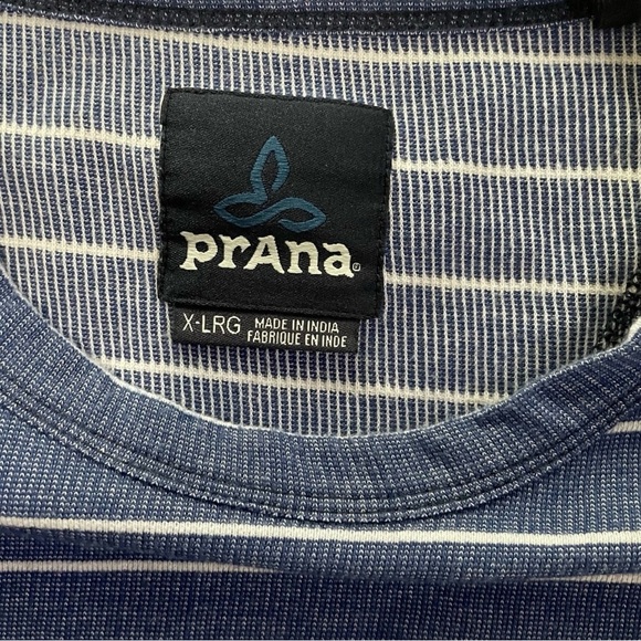 Prana Men’s XL Blue Striped Pullover Long Sleeve Casual Coastal Shirt - Picture 2 of 6